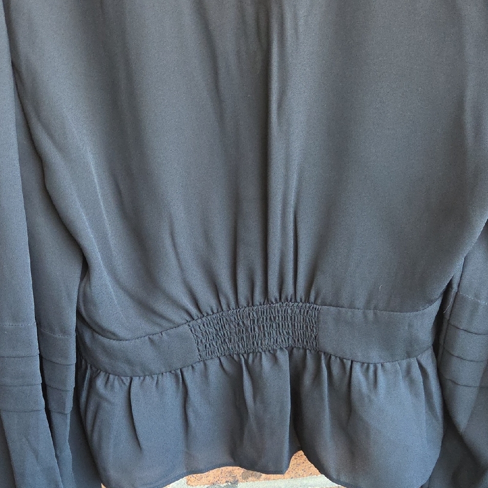 The Kooples Black V-Neck Button-Peplum Blouse - Picture 7 of 10